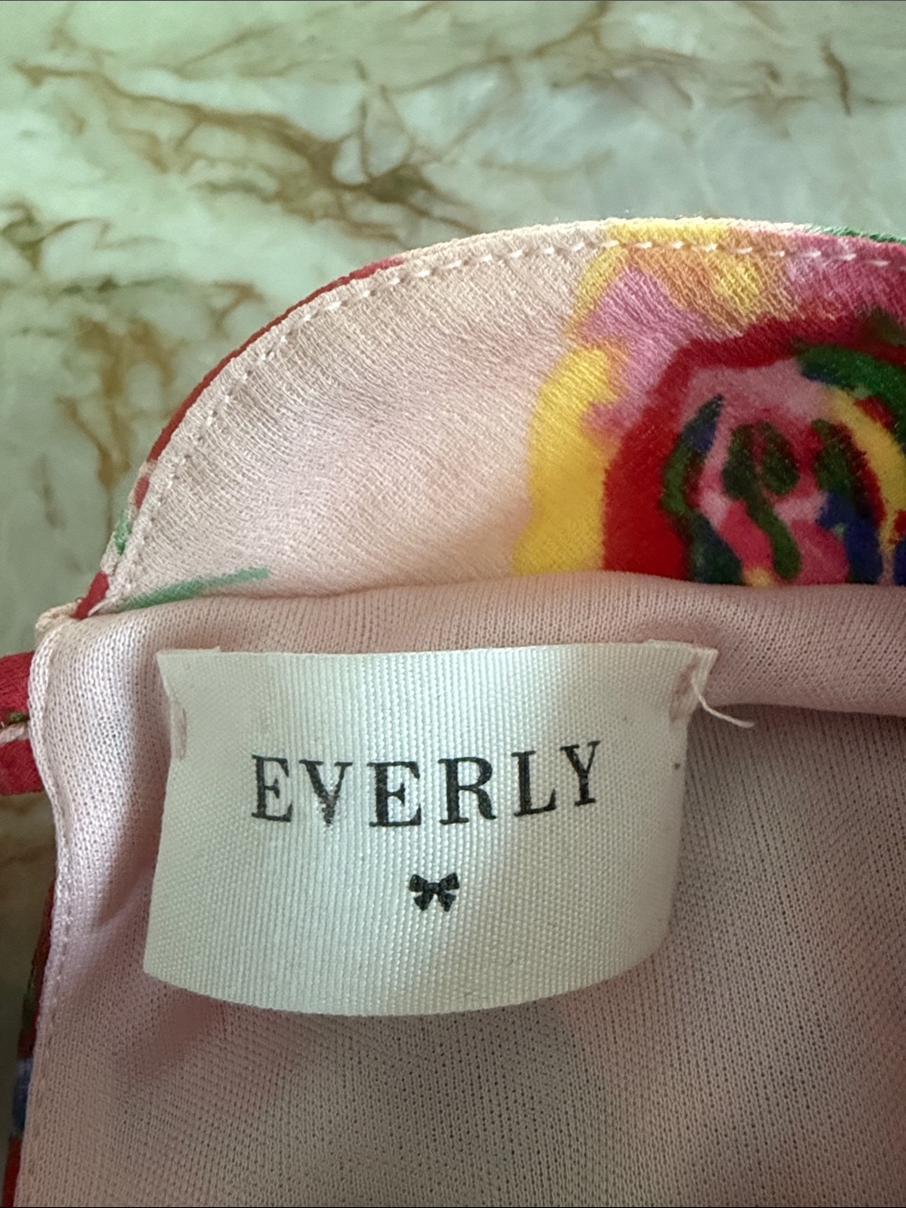 Everly Pink Floral Dress with Red, Yellow & Green Accents Small - Picture 7 of 8